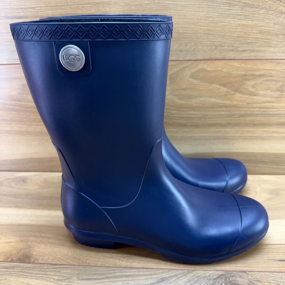 UGG Sienna Rain Boots Womens 8 Blue Rubber Mid Calf Casual Outdoor
